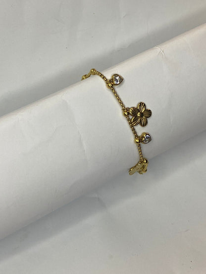 Blossom & Heart Charm Bracelet