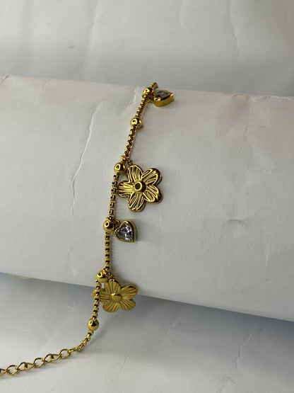 Blossom & Heart Charm Bracelet