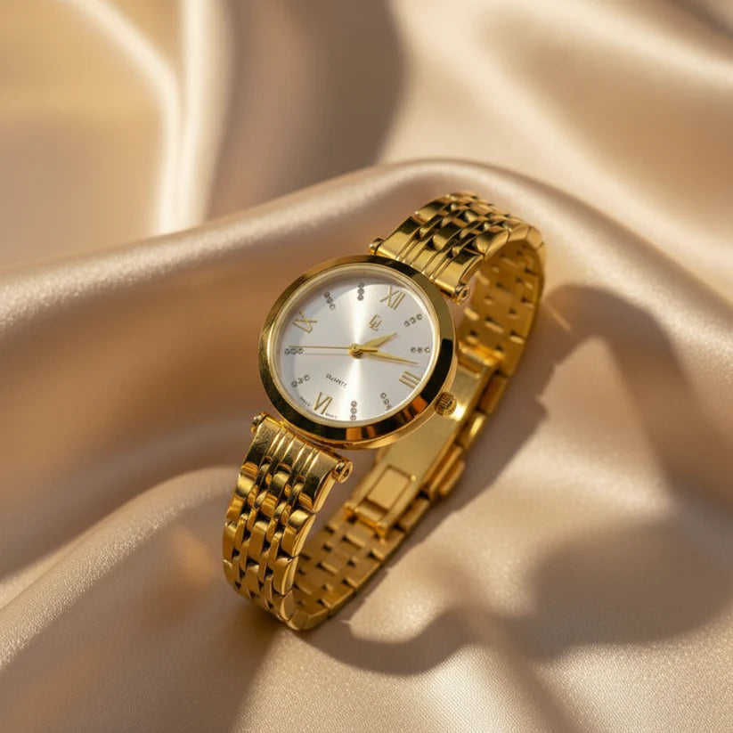 DL Golden, Round Dial watch - Womens