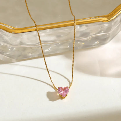 Pinky Pure Zircon Heart Necklace