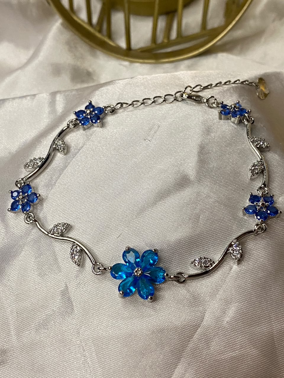 Gold-Plated Lavender Crystal Flower Vine Bracelet for Women