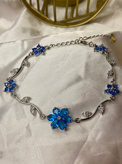 Gold-Plated Lavender Crystal Flower Vine Bracelet for Women