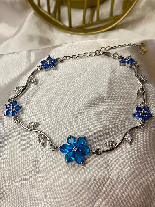 Gold-Plated Lavender Crystal Flower Vine Bracelet for Women