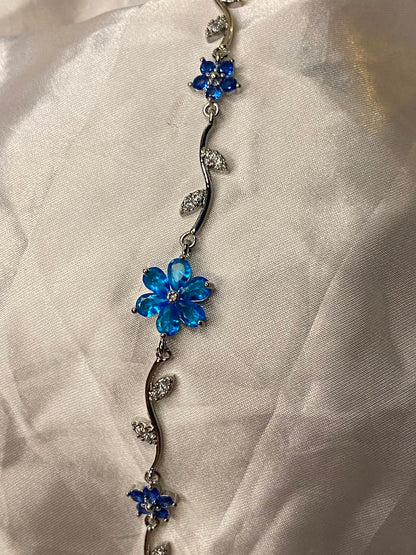 Gold-Plated Lavender Crystal Flower Vine Bracelet for Women