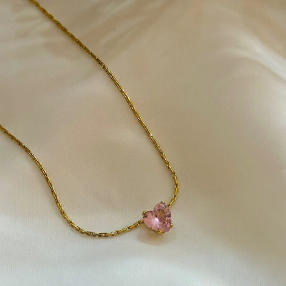 Pinky Pure Zircon Heart Necklace