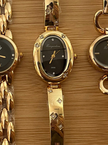 Oval shaped vintage style gemstones Watch