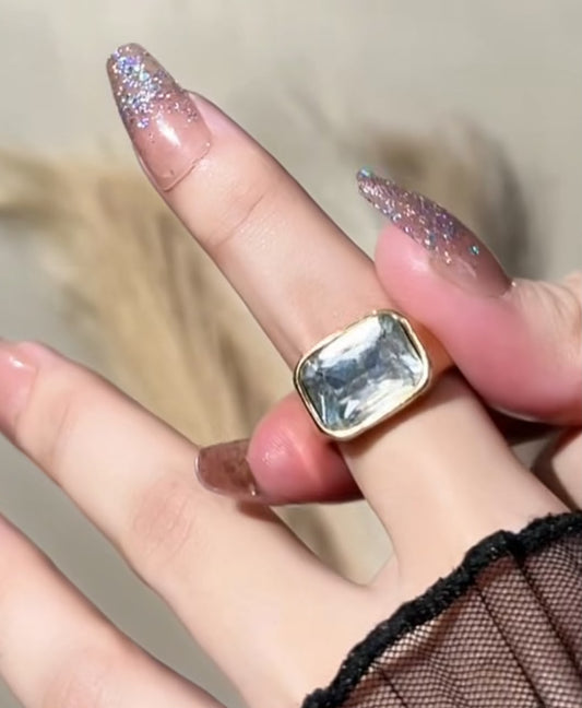 Chunky Bezel-set Glass Ring